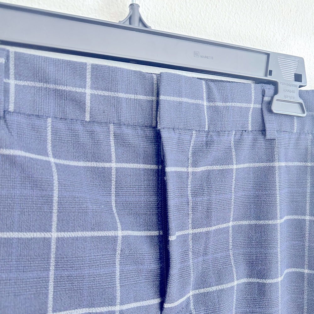 NWT Banana Republic Logan Mid Rise In Blue Gray Windowpane Trouser Size 8 - Picture 5 of 12